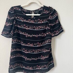 Floral Black and Pink Women's Top
